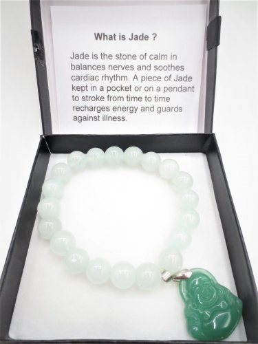 Jade Buddha bracelet small dark green