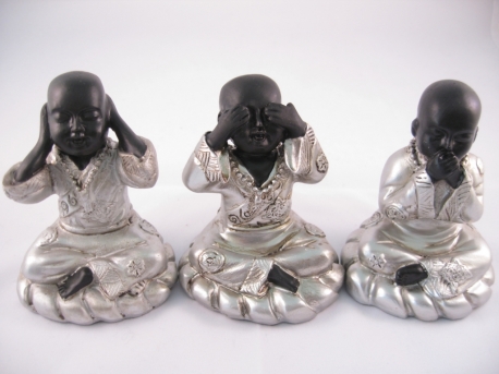 Wholesale - Mini hear, see, silence monk black/silver