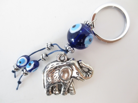 Blue evil eye keyhanger with elephant set of 6