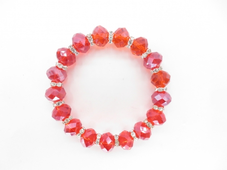 Crystal bracelet with diamonds red