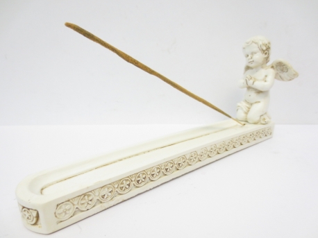 Incense holder cupid white 
