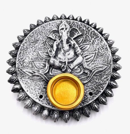 Ganesha incense holder round silver (6pcs)