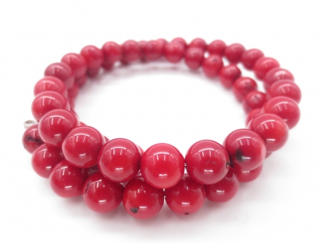 0,8cm double stone bracelets red coral