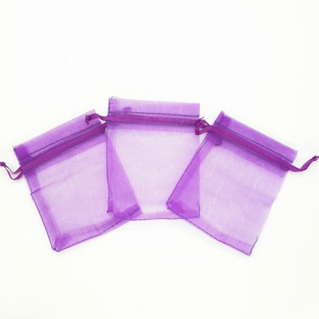 Organza gift bag blanco violet 7,5 x 10 cm