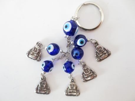 Blue evil eye keyhanger with Buddha set of 6