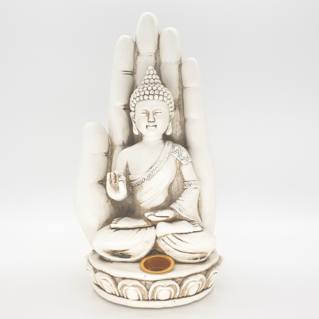 Incense holder white Buddha with hand