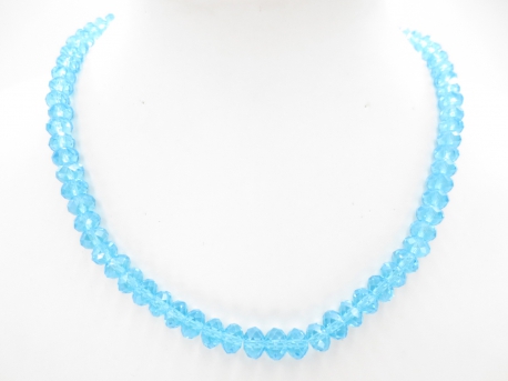 Crystal necklace thin blue