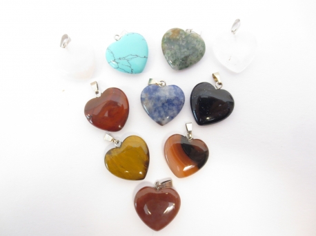 Heart gemstone pendant set (10pc) - mixed