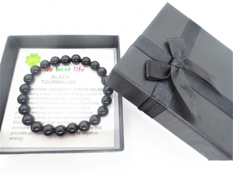 Wholesale 8mm gemstone bracelace black tourmaline
