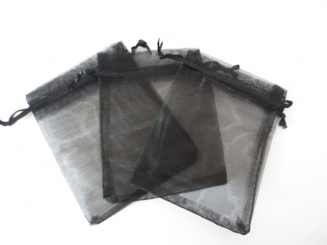 Organza gift bag blanco Black 7,5 x 10 cm