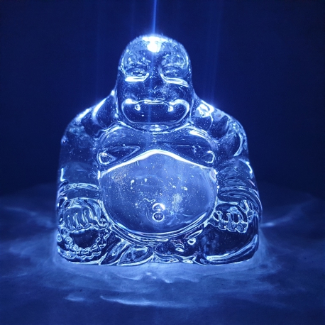 Crystal glass Chinese buddha on plate 