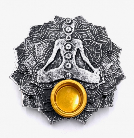 7 Chakra Lotus incense holder round silver (6pcs)