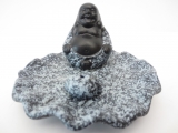 Happy Chinese Buddha incense holder grey