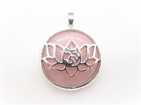 Gemstone Lotus Pendant - Rose quartz
