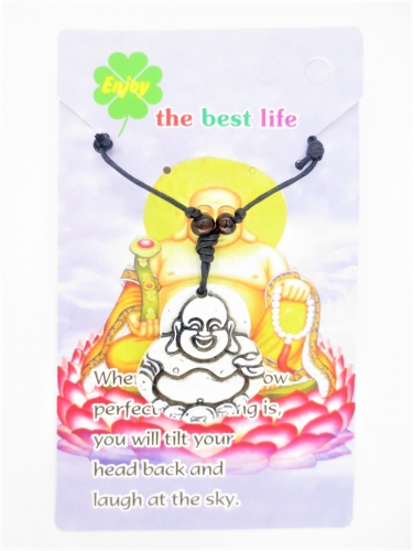 Wholesale - White laughing buddha necklace