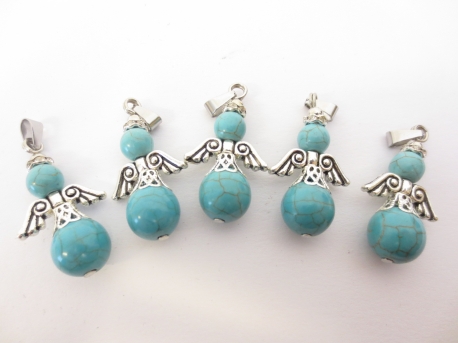 Angel gemstone pendant set (5pc) - turquoise
