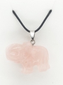 Luxury Elephant Pendant Necklace - Rose Quartz