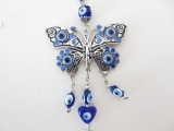 blue evil eye pendant with butterfly Set of 6