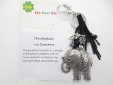 Silver elephant with black key ring