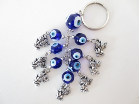 Blue evil eye keyhanger with angels set of 6
