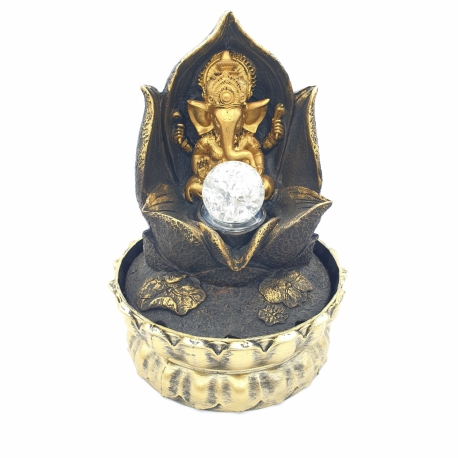 Wholesale - Meditation Led Lighting Ganesha in Lotus Gold Fountain Small