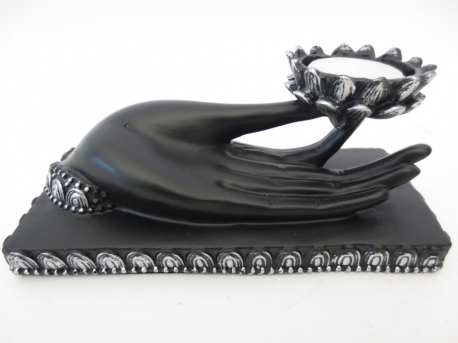 Incense holder black hand with tealight