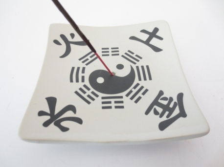 Incense holder Black porcelain with with Yin Yang and Jin Shui Tu ,Hao