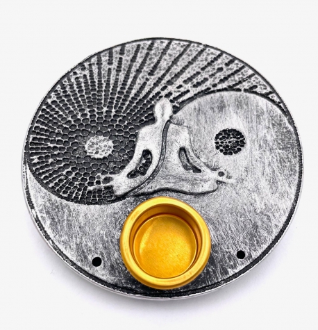 Yin Yang Meditation incense holder round silver (6pcs)
