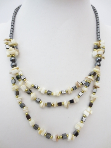 stone and haematite necklace Shell