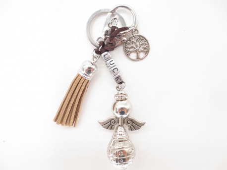 Angel 'luck' keychain light brown