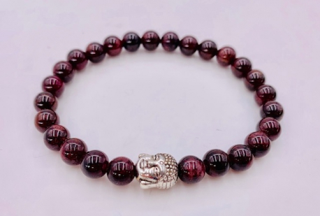 0,8cm Bracelet Garnet Buddha