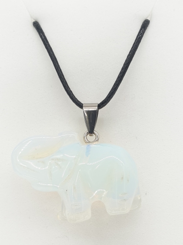 Luxury Elephant Pendant Necklace - Opalite