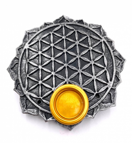 Flower of Life incense holder round silver (6pcs)