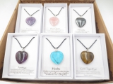 Wholesale - Gemstone Heart Pendants Necklace With Diamand - 