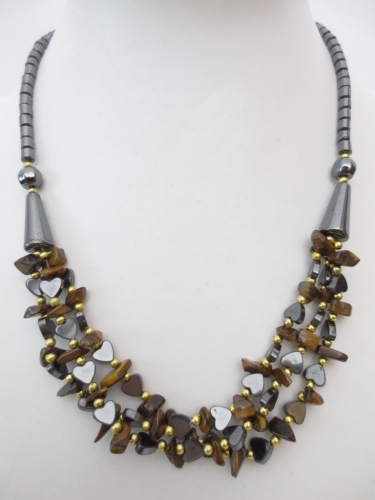 Hematite heart necklace tigereye