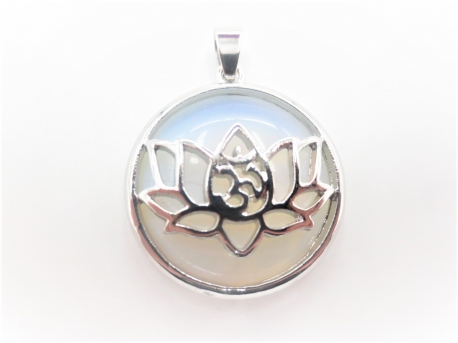 Gemstone Lotus Pendant - Opalite