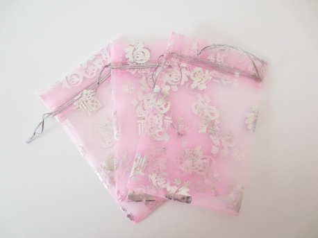 Organza Gift Bag 'Good Luck' Pink