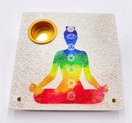 7 chakra square incense holder white