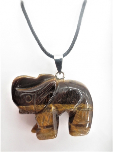 Luxury Elephant Pendant Necklace - Tiger Eye