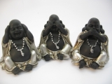 Wholesale - Small hear, see, silence laughing Buddha silver/black