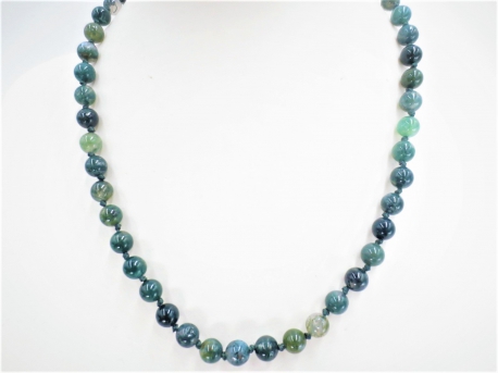 0,8cm stone beads necklace moss agate