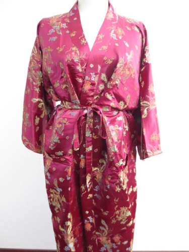 Long Kimono Dragon/Phoenix burgundy