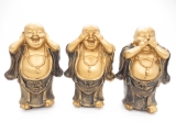 Standing Smiling Buddha, hear, see and speak silence set in gold