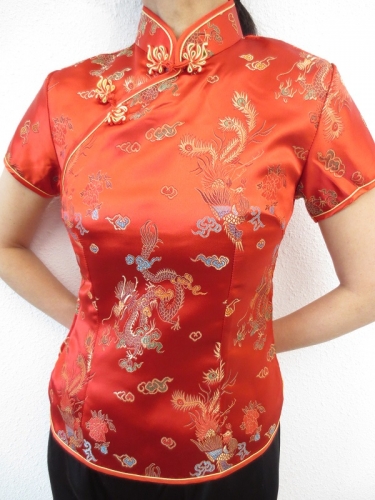 Shanghai blouse dragon/phoenix red