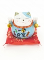 Wholesale - Lucky Cat Money box on pillow with 2 bells Blue and Pink