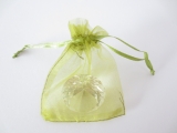 Organza gift bag blanco Olive green 7.5 x 10cm
