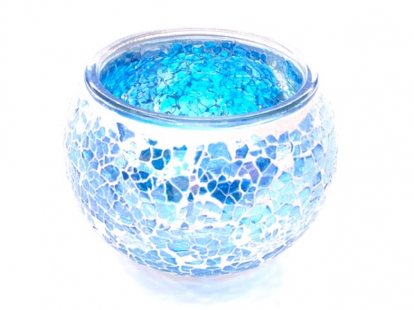  Wholesale - Mosaic tealight holder light blue