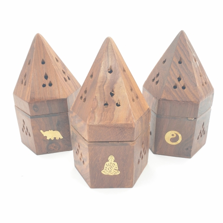 Wholesale - Wooden Pyramid cone burner Mixed (6pcs)