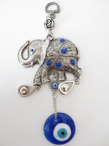Blue evil eye hanger set with elephant (6 pcs)