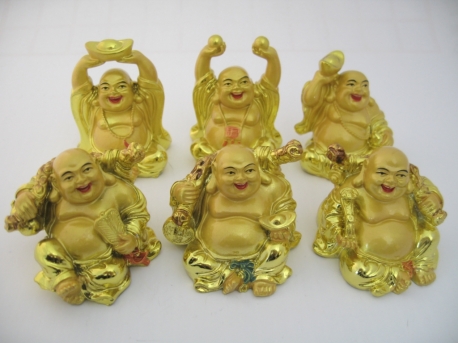 Wholesale - 8cm Buddha Set Gold 6 pieces Sitting